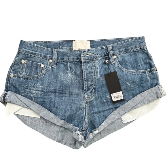 ONE TEASPOON Bandits Low Waist Denim Shorts - Malibu Blue Button fly size 28 NWT - Picture 9 of 16